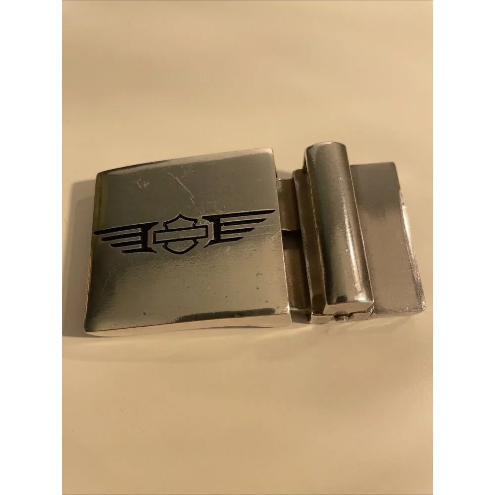 Vintage Harley Davidson Belt Buckle Silver Color With‎ Black Logo